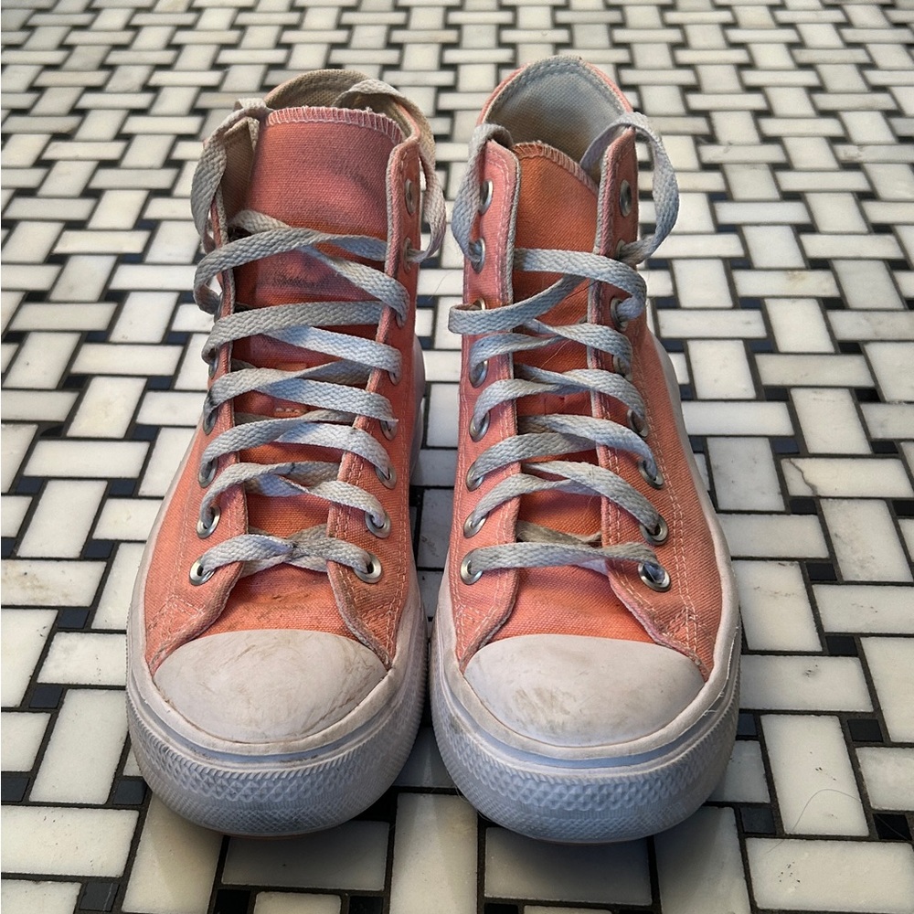Converse Pink and White High-Top Sneakers